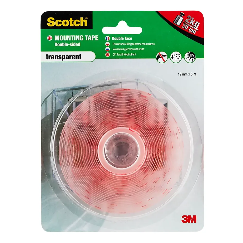 Scotch Ruban adhésif de montage Transparent, 19 mm x 5 m