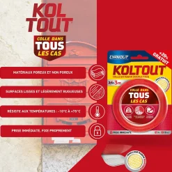 Cyanolit Ruban adhésif double face Koltout Express 3 m x 19 mm + 20%