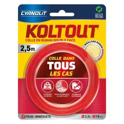 Cyanolit Ruban Adhésif-Ruban adhésif double face Koltout Express 2,5 m x 19 mm