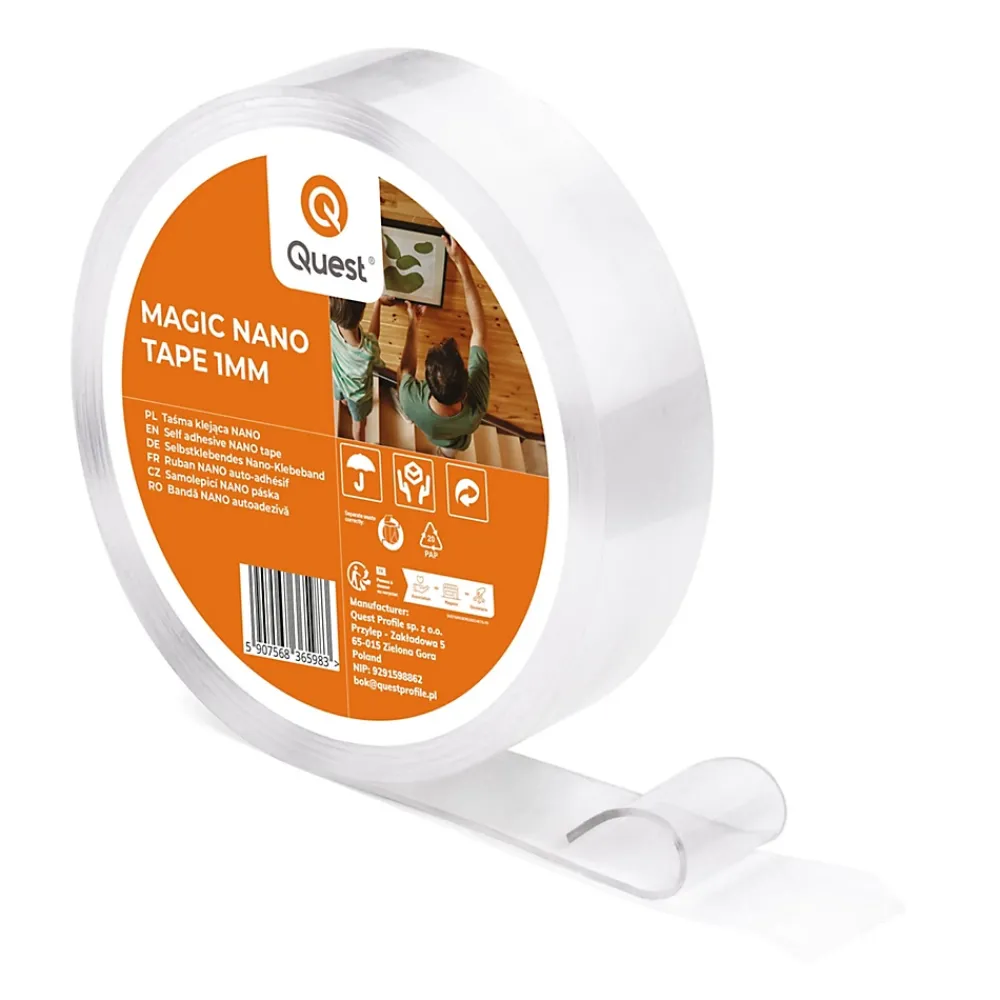 Quest Ruban adhésif double face nano gel 30mm x 5 m, 1mm