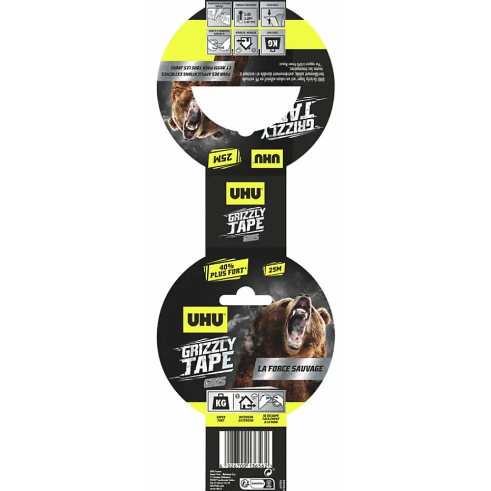 UHU Ruban adhésif Grizzly tape gris 25m