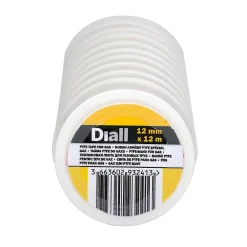 Diall Ruban PTFE 12 mm x 12 m x 0,076 mm, 10 pièces