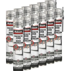 Rubson Mousse Expansive-Lot de 12 Mousses construction 750ml Fix Express