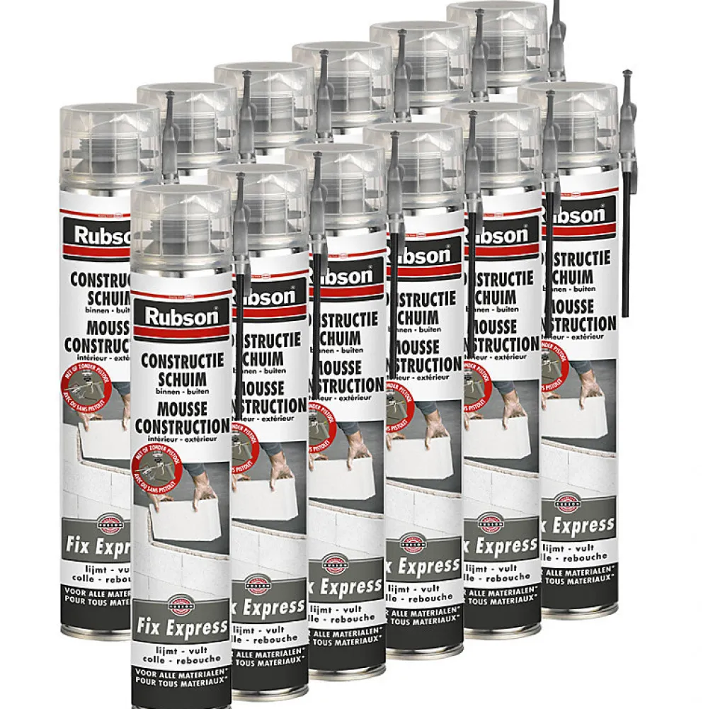 Rubson Mousse Expansive-Lot de 12 Mousses construction 750ml Fix Express