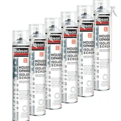 Rubson Mousse Expansive-Pack de 6 Mousses expansives WhiteTeq de 750ml
