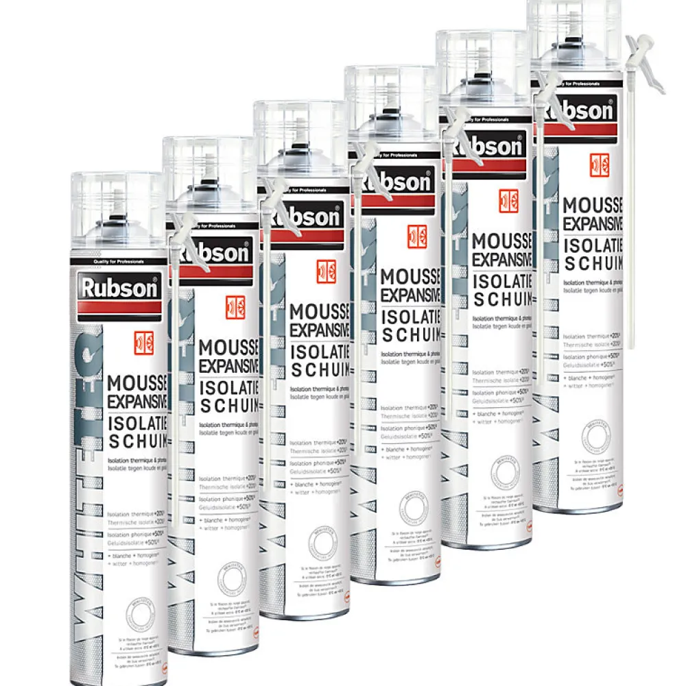 Rubson Mousse Expansive-Pack de 6 Mousses expansives WhiteTeq de 750ml