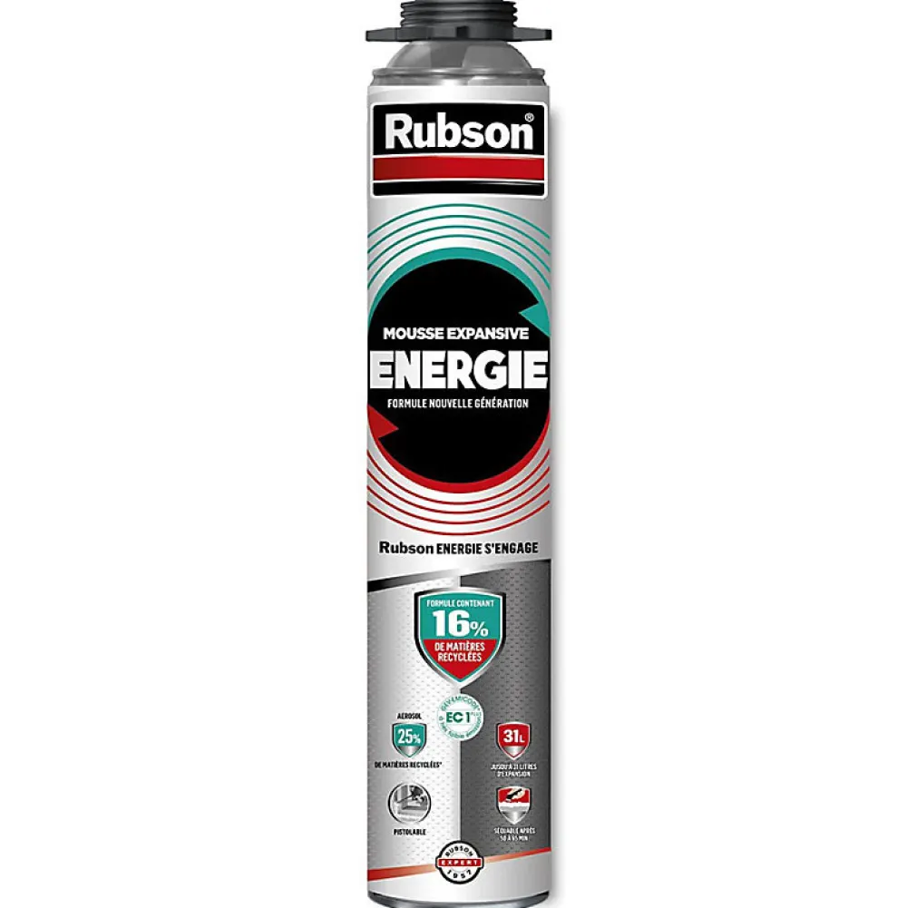 Rubson Mousse Expansive-Pack de 11 Mousses Expansives Énergie Pistolable Gris 750ml + Nettoyant CL12 + Pistolet