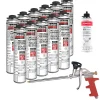 Rubson Mousse Expansive-Pack de 11 Mousses Expansives WhiteTeq Pistolable 750ml + Nettoyant FoamCleaner 929 500ml Penosil + Pistolet