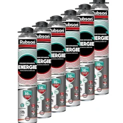 Rubson Pack de 6 Mousses Expansives Énergie Pistolable Gris 750ml