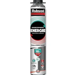 Rubson Pack de 12 Mousses Expansives Énergie Pistolable Gris 750ml
