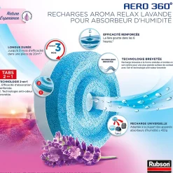 Rubson Absorbeur D'Humidité-Pack de 4 recharges Aero 360 Lavande