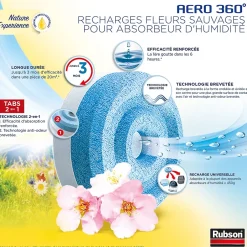 Rubson Absorbeur D'Humidité-- Recharge Aero 360 Nature Experience Fleurs Sauvages Lot De 4 Recharges