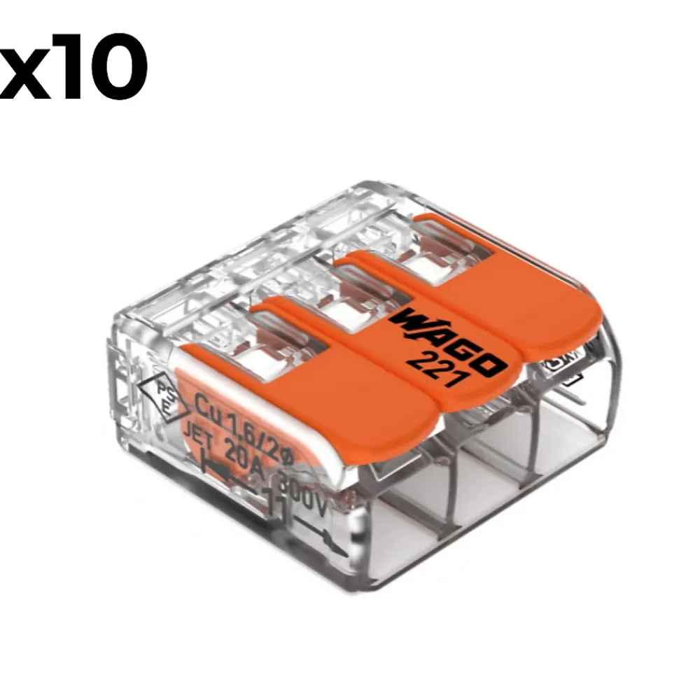 Wago Sachet de 10 bornes 3 entrées série 221 -