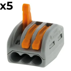 Wago Sachet de 5 bornes 3 entrées série 222 -