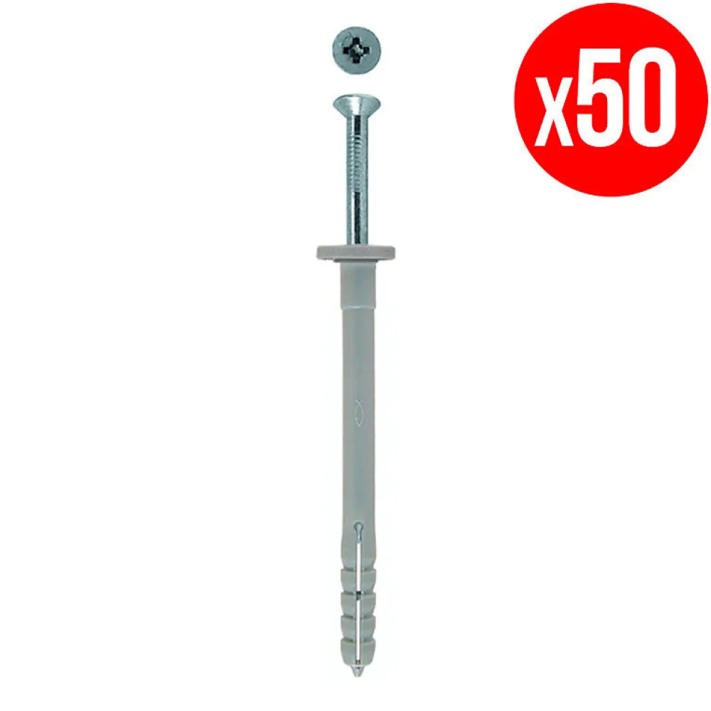 Fischer Kit De Chevilles-Sachet De 50 Chevilles À Frapper N-f Avec Clou En Acier Électrozingué