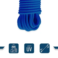 Tecplast Sandow élastique Bleu 15 mètres - Qualité PRO 9SW - Tendeur pour bâche de diamètre 9 mm