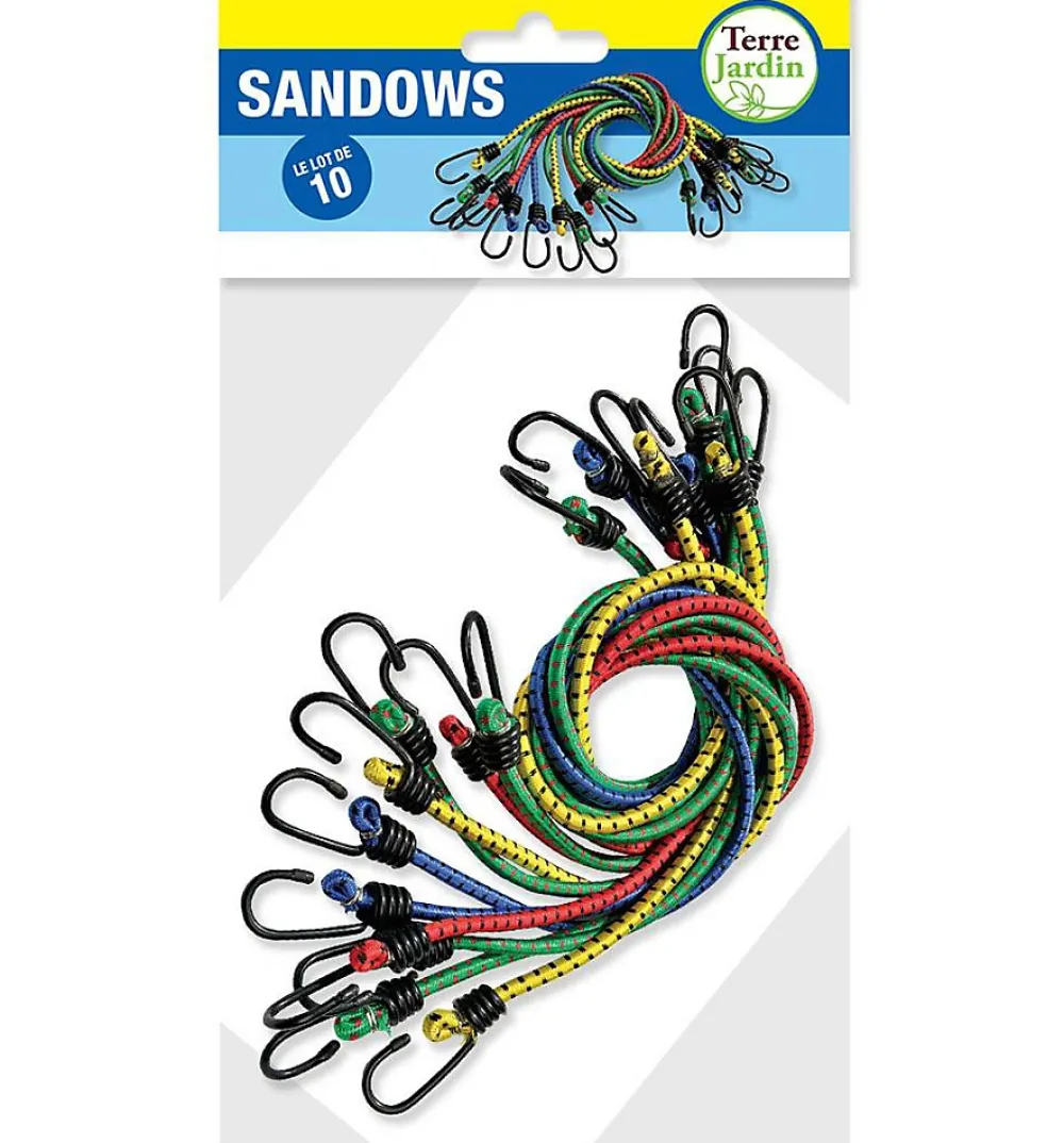 Terre Jardin Tendeur, Sandow Et Élastique-Sandow élastique 80cm avec crochets - Lot de 10