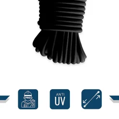 Tecplast Sandow élastique Noir 60 mètres - Qualité PRO 9SW - Tendeur pour bâche de diamètre 9 mm