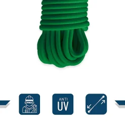 Tecplast Tendeur, Sandow Et Élastique-Sandow élastique Vert 15 mètres - Qualité PRO 9SW - Tendeur pour bâche de diamètre 9 mm