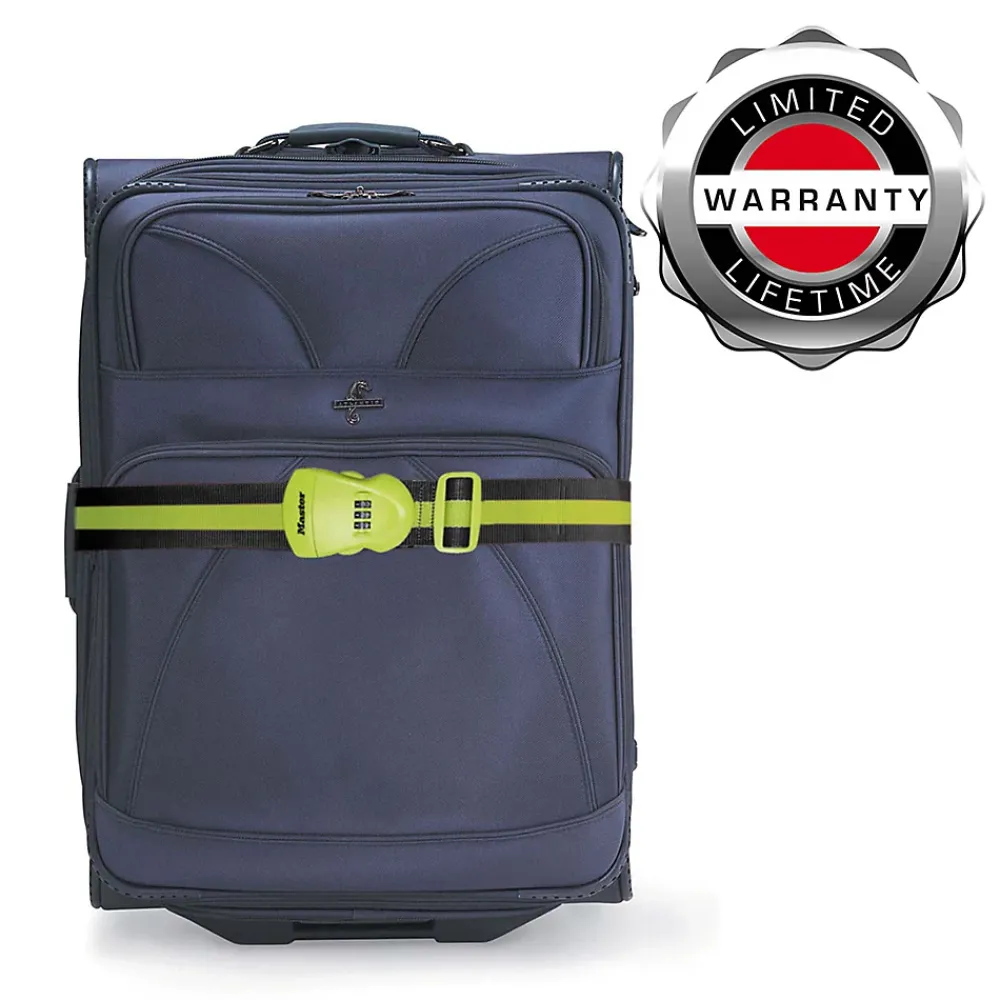 Master Lock Sangle bagages à combinaison vert anis et rayures gris foncé 2 m