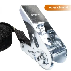 Linxor Sangle d'arrimage à cliquet - 25 mm x 5 m - Noir -