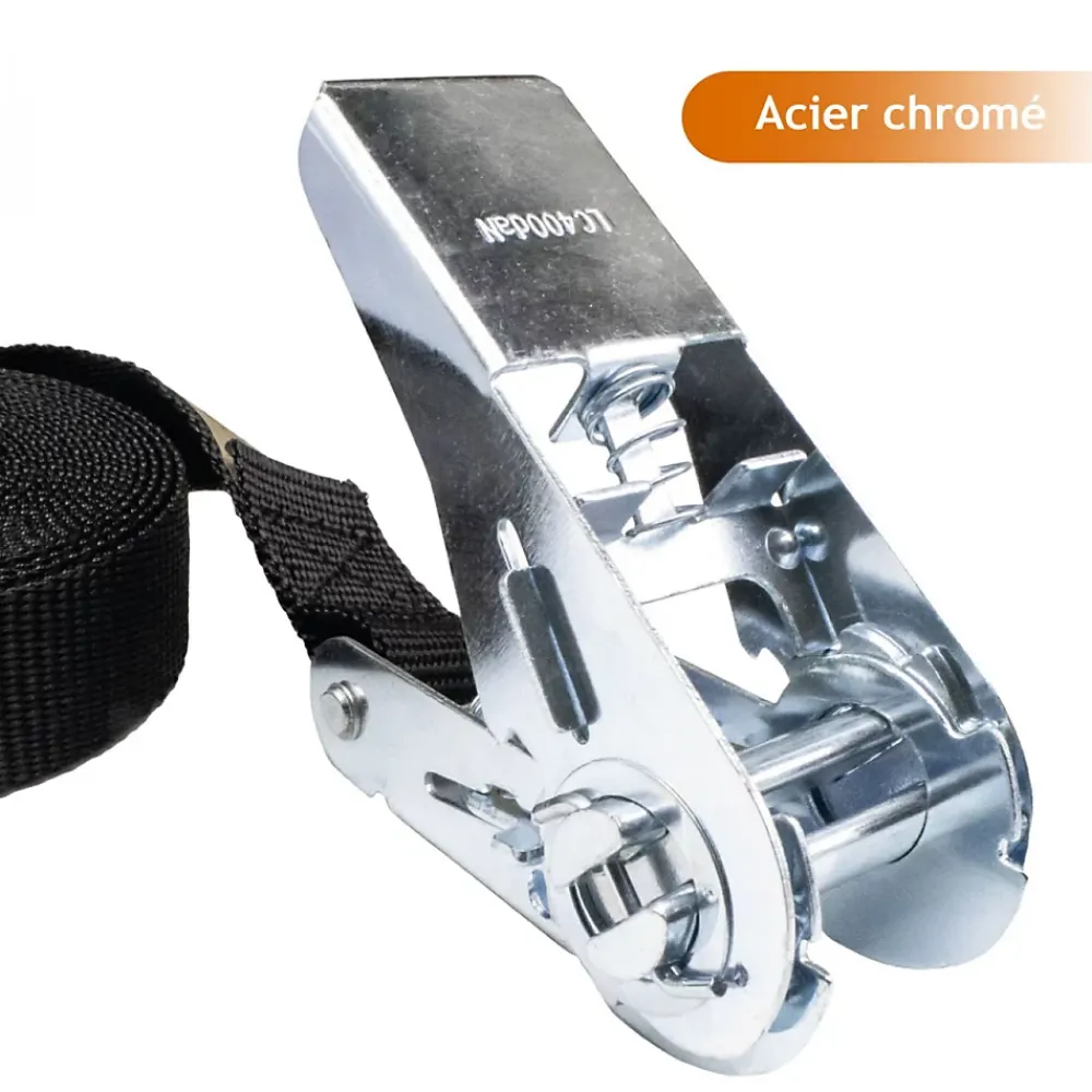 Linxor Sangle d'arrimage à cliquet - 25 mm x 5 m - Noir -