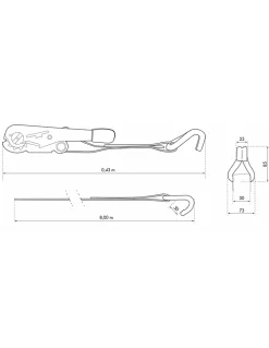 Thirard Sangle-Sangle de serrage, 8m, à cliquet, crochets JJ, jaune -