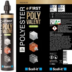 Scell-It Cheville Scellement Chimique-SCELL IT Kit Scellement Chimique FIRST300 300ml Ton béton avec 6 Tamis et Tige Acier M8 et Brosse