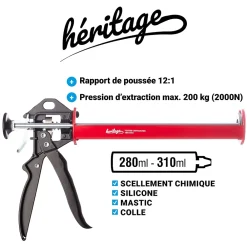 Scell-It Cheville Scellement Chimique-SCELL IT Pack Pistolet Heritage avec 2 Cartouches Scellement Chimique First300 Ton béton