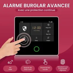 Seqrell , Systeme Alarme Maison sans Fil GSM 4G, WLAN avec écran Tactile et Batterie 1500 mAh. Alexa, Application Android et iOS
