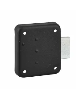Thirard Serrure De Meuble|Serrure De Meuble-Serrure de meuble en applique pour porte d'ameublement, droite, axe 35mm, 70x60mm, noir, 3 clés -