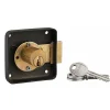 Thirard Serrure de meuble en applique pour porte d'ameublement, gauche, axe 40mm, 70x70mm, noir, 3 clés -