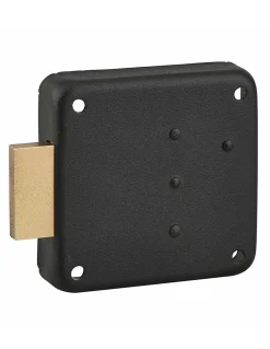 Thirard Serrure de meuble en applique pour porte d'ameublement, gauche, axe 40mm, 70x70mm, noir, 3 clés -