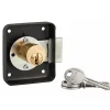 Thirard Serrure de meuble en applique pour porte d'ameublement, gauche, axe 35mm, 70x60mm, noir, 3 clés -