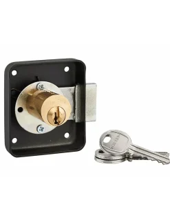 Thirard Serrure de meuble en applique pour porte d'ameublement, gauche, axe 35mm, 70x60mm, noir, 3 clés -