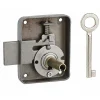 Thirard Serrure de meuble Paris pour porte d'ameublement, droite, axe 35mm, 60x70mm, gris, 1 clé -