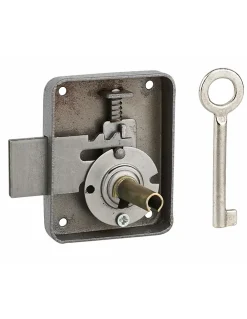 Thirard Serrure de meuble Paris pour porte d'ameublement, droite, axe 35mm, 60x70mm, gris, 1 clé -