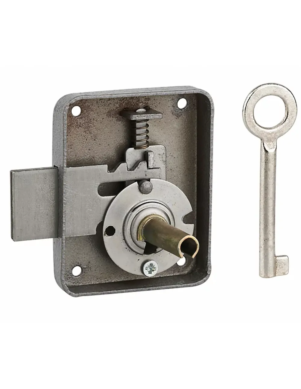 Thirard Serrure de meuble Paris pour porte d'ameublement, droite, axe 35mm, 60x70mm, gris, 1 clé -