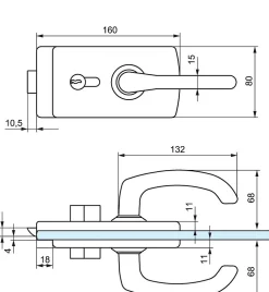 Stremler Assa Abloy Cylindre De Serrure-Serrure de milieu cylindre béquille à déport LAGUNE 15 chromé mat 4360 épaisseur 8mm - STREMLER - 4360.31.0