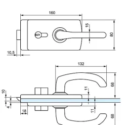 Stremler Assa Abloy Cylindre De Serrure-Serrure de milieu cylindre béquille à déport LAGUNE 15 chromé mat 4360 épaisseur 8mm - STREMLER - 4360.31.0