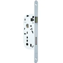 Bricard Serrure De Porte-Serrure à encastrer condamnation bout rond blanc axe 40 mm