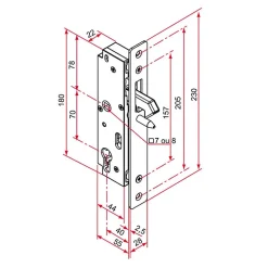Tirard Loquet, Targette Et Moraillon De Porte-Serrure encastré GK portail coulissant axe 40mm - - GK401202