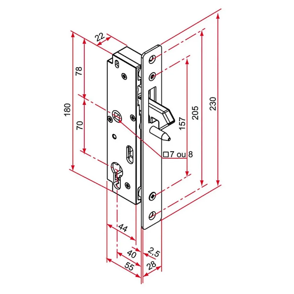 Tirard Loquet, Targette Et Moraillon De Porte-Serrure encastré GK portail coulissant axe 40mm - - GK401202