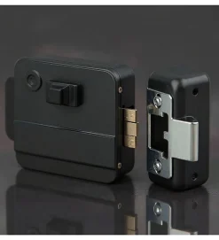 Autres Serrure Connectée-Serrure éléctrique 12V réversible en applique cylindre exterieur et bouton intérieur DOM