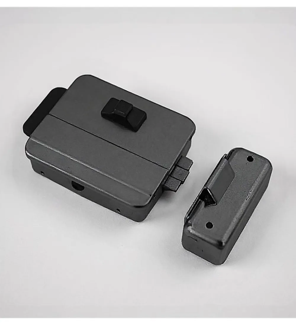 Autres Serrure Connectée-Serrure éléctrique 12V réversible en applique cylindre exterieur et bouton intérieur DOM