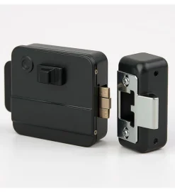 Autres Serrure Connectée-Serrure éléctrique 12V réversible en applique cylindre exterieur et bouton intérieur DOM