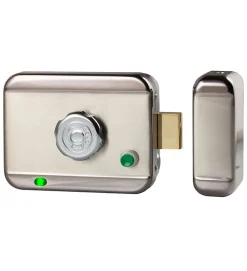 Autres Serrure électrique motorisée en applique pene dormant cylindre rond réversible 12V DOM CE105