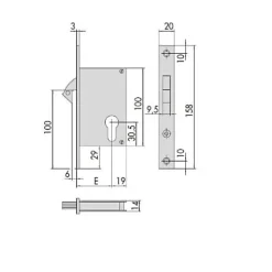 Cisa Serrure monopoint à larder profil étroit à crochet axe 40mm - - CIS45110.40