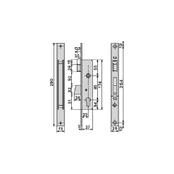 Iseo Serrure monopoint à larder profil étroit pêne dormant demi-tour ELECTA axe 25mm - - 781251B