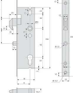 Stremler Assa Abloy Loquet, Targette Et Moraillon De Porte-Serrure monopoint à larder Série 2565 pêne à mentonnet coffre 47mm - STREMLER - 2565.47.0